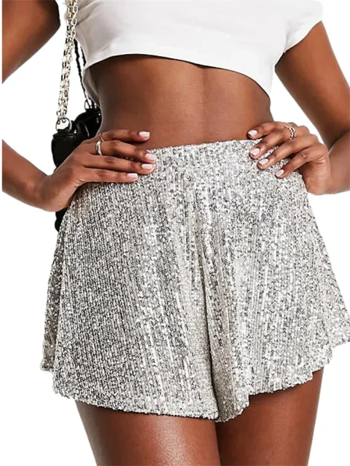 chlearstyle short paillettes brillantes pour femmes bas kly taille haute pantalon court d t pour la