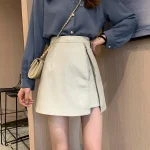 deeptown mini jupe en cuir pour femme taille haute ligne a mince fendue fermeture clair vintage