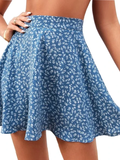 jupe courte en mousseline de soie y2k pour femme mini jupes sexy imprim floral taille haute