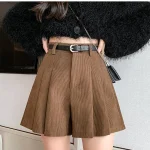 jupe courte pliss e en velours c tel avec ceinture pour femme coupe couvertes short trap