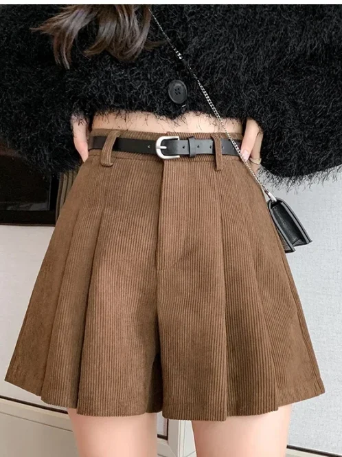 jupe courte pliss e en velours c tel avec ceinture pour femme coupe couvertes short trap