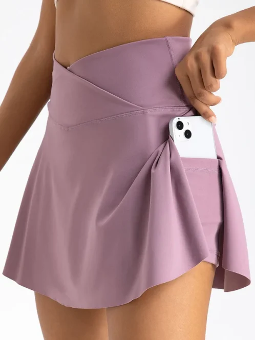 jupe de tennis pliss e avec poches pour femme short athl tique crois taille haute jupe