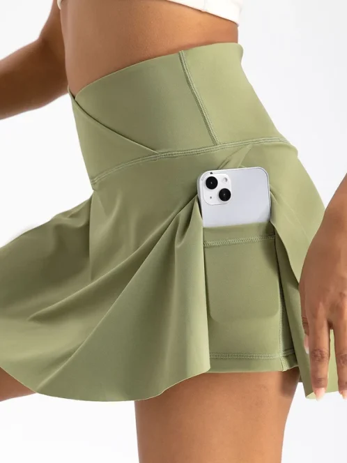 jupe de tennis pliss e avec poches pour femme short athl tique crois taille haute jupe 6
