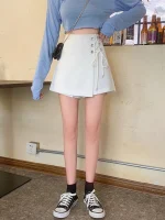 Jupe Short à Lacet Blanc