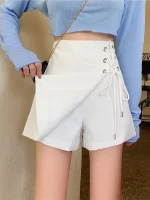 Jupe Short à Lacet Blanc