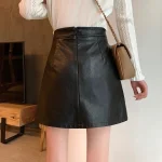 Jupe Short Cuir Noir