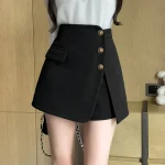 jupes en laine taille haute pour femmes shorts avec boutons pantalons courts d contract s jambes 2