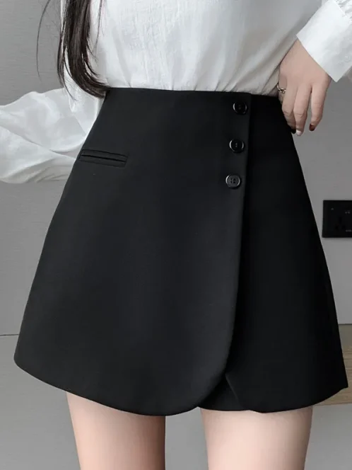 jupes taille haute pour femmes gris avec boutons style avocat de bureau collection automne 2023