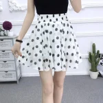 mini jupe trap ze en mousseline de soie pois blancs pour femmes taille haute mode cor