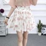 mini jupe trap ze en mousseline de soie pois blancs pour femmes taille haute mode cor 3