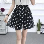 mini jupe trap ze en mousseline de soie pois blancs pour femmes taille haute mode cor 5