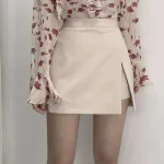 mini jupes cor ennes fente pour femmes taille haute couleur unie irr guli res mode femme