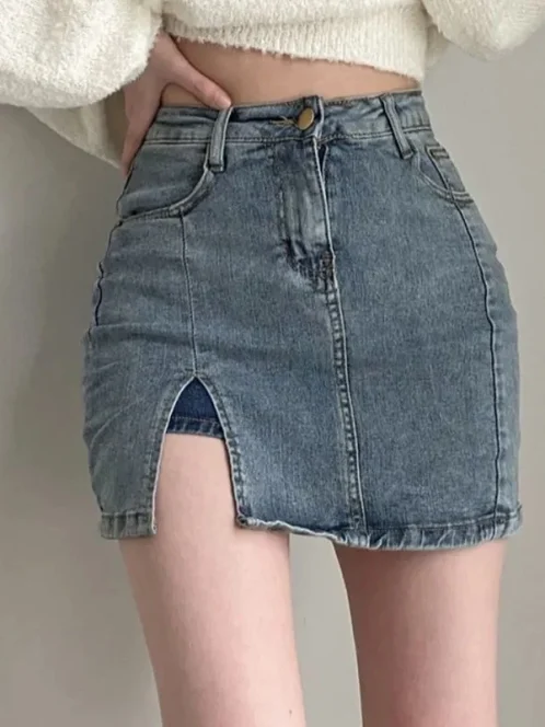 rimocy mini jupe en denim pour femme v tement cor en sexy serr hanche coupe cintr 2