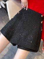 smthma shorts paillettes en tweed pour dames mode cor enne c l brit laine jambe large 2