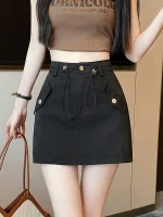 zoki jupe cargo sexy blanche pour femme streetwear taille haute mode ligne a cor enne assortie 2